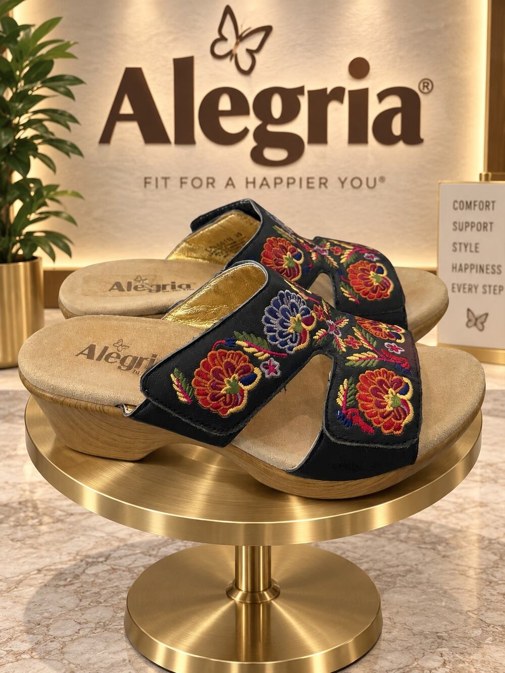 Alegria Linn Needles and Pins Floral Leather Sandals US 9 EU 39 LIN-601N